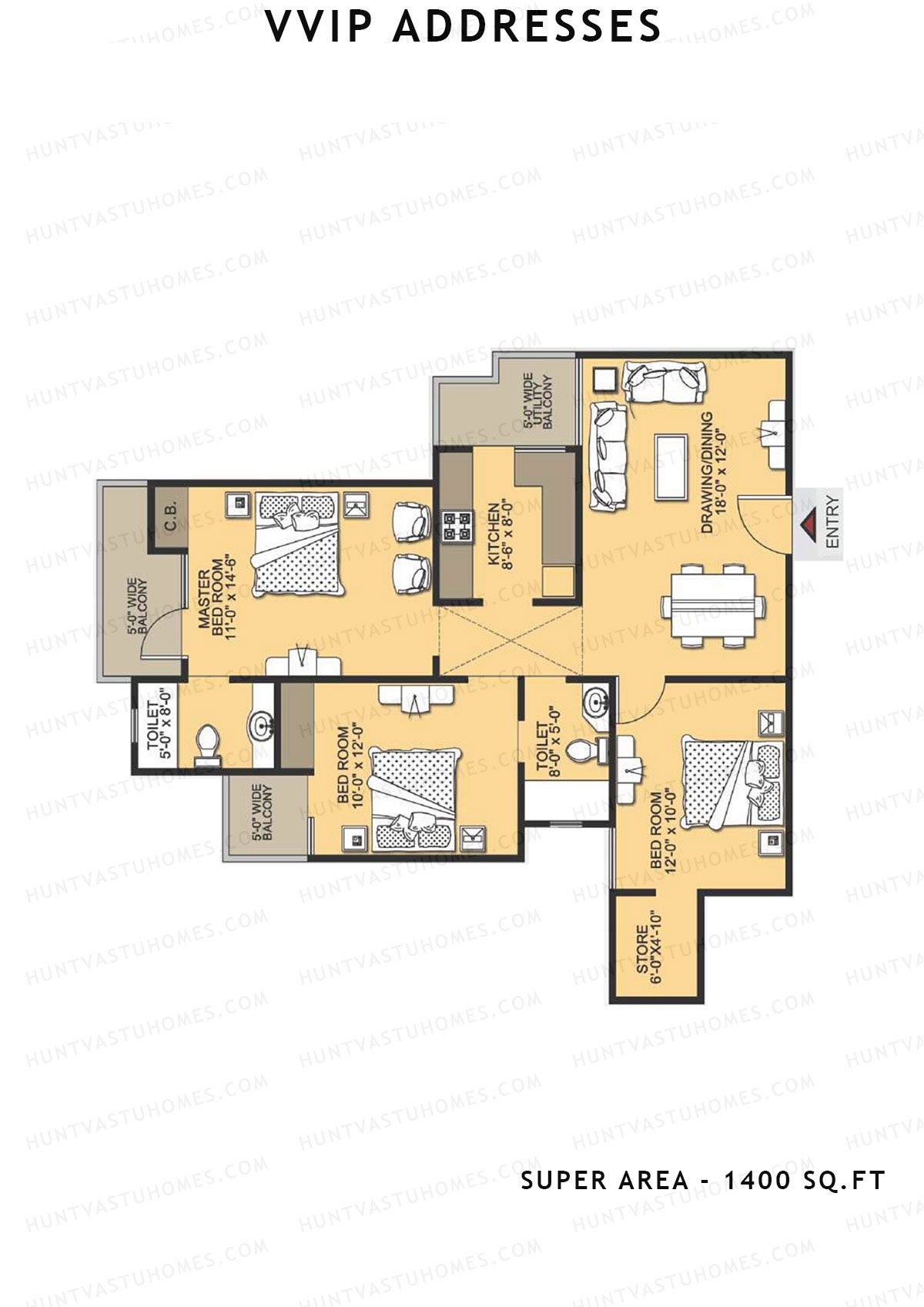 Vvip Addresses Block U Unit 3 (Type D) Floor Plan