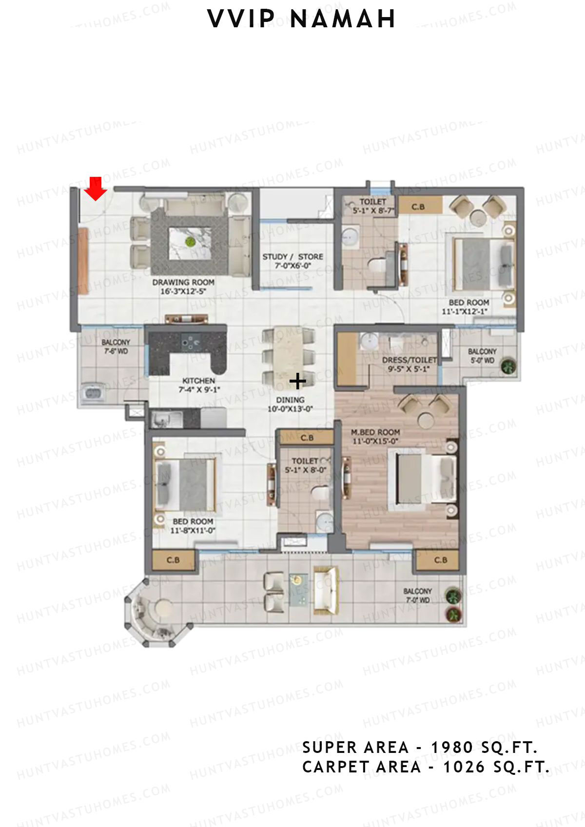 Vvip Namah Tower B Unit 1 (Type I) Floor Plan