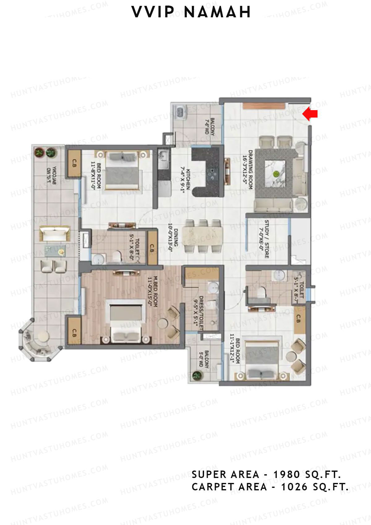 Vvip Namah Tower B Unit 3 (Type I) Floor Plan