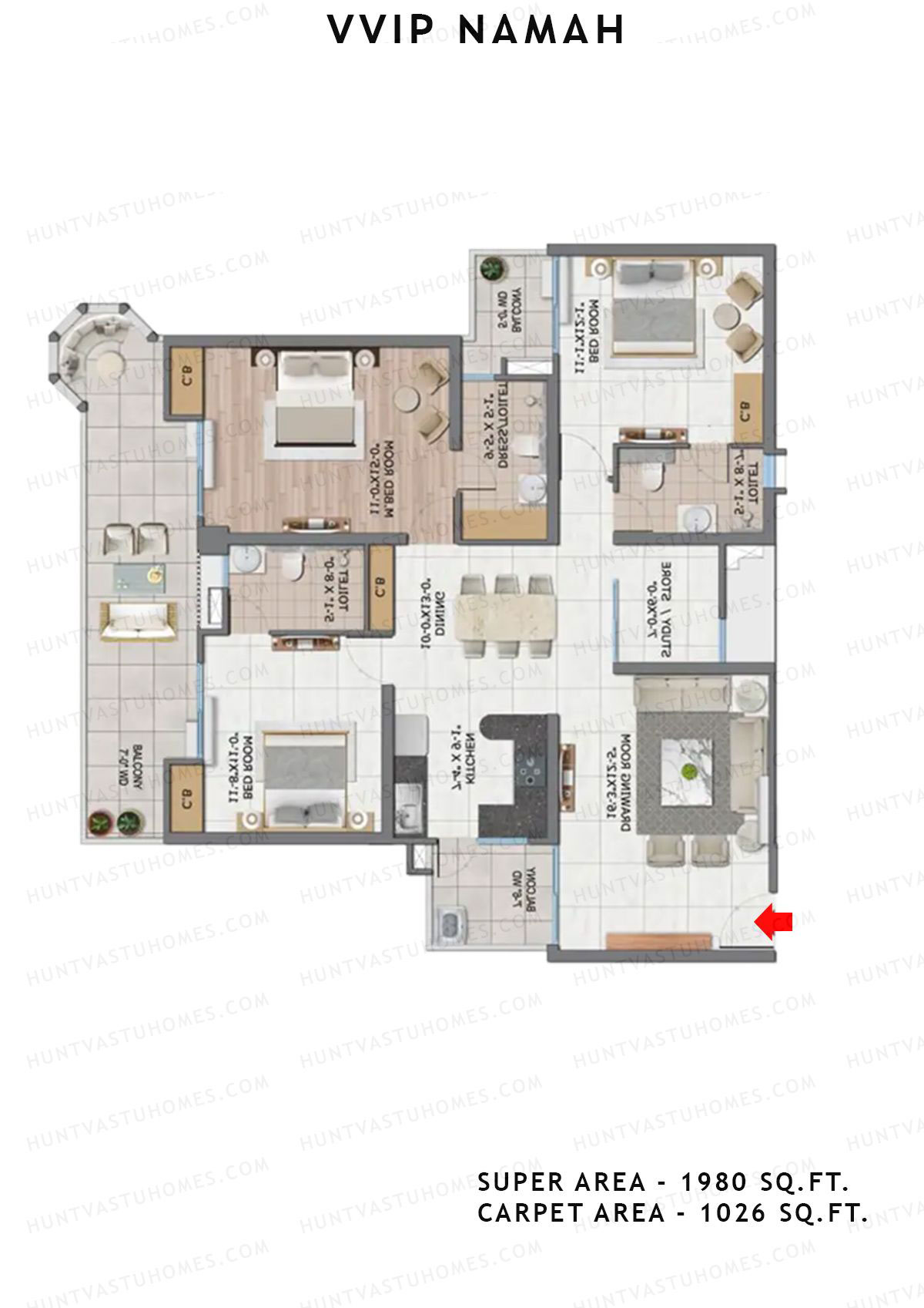 Vvip Namah Tower B Unit 4 (Type I) Floor Plan