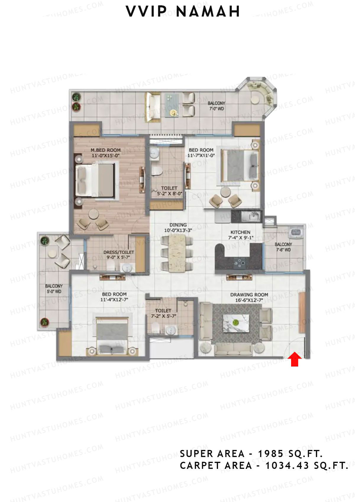 Vvip Namah Tower C Unit 4 (Type I) Floor Plan