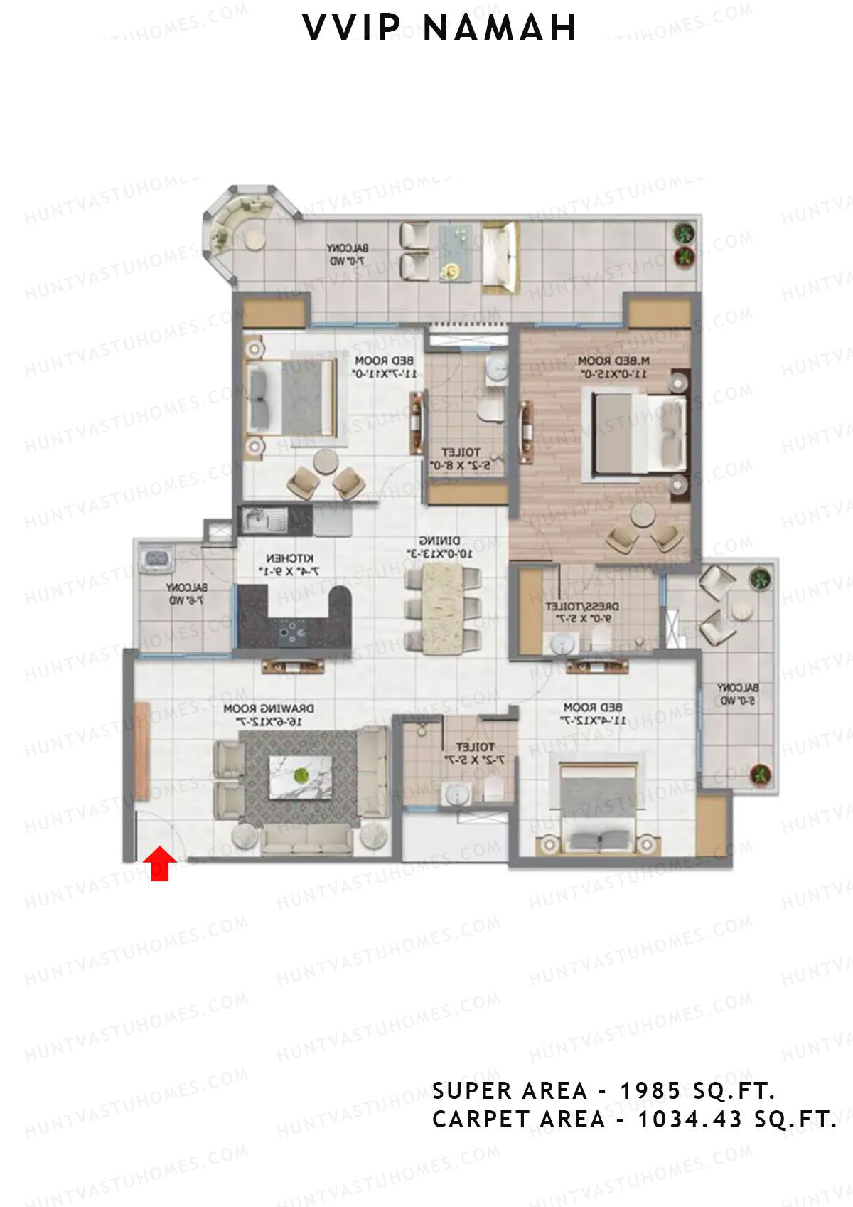 Vvip Namah Tower C Unit 6 (Type I) Floor Plan