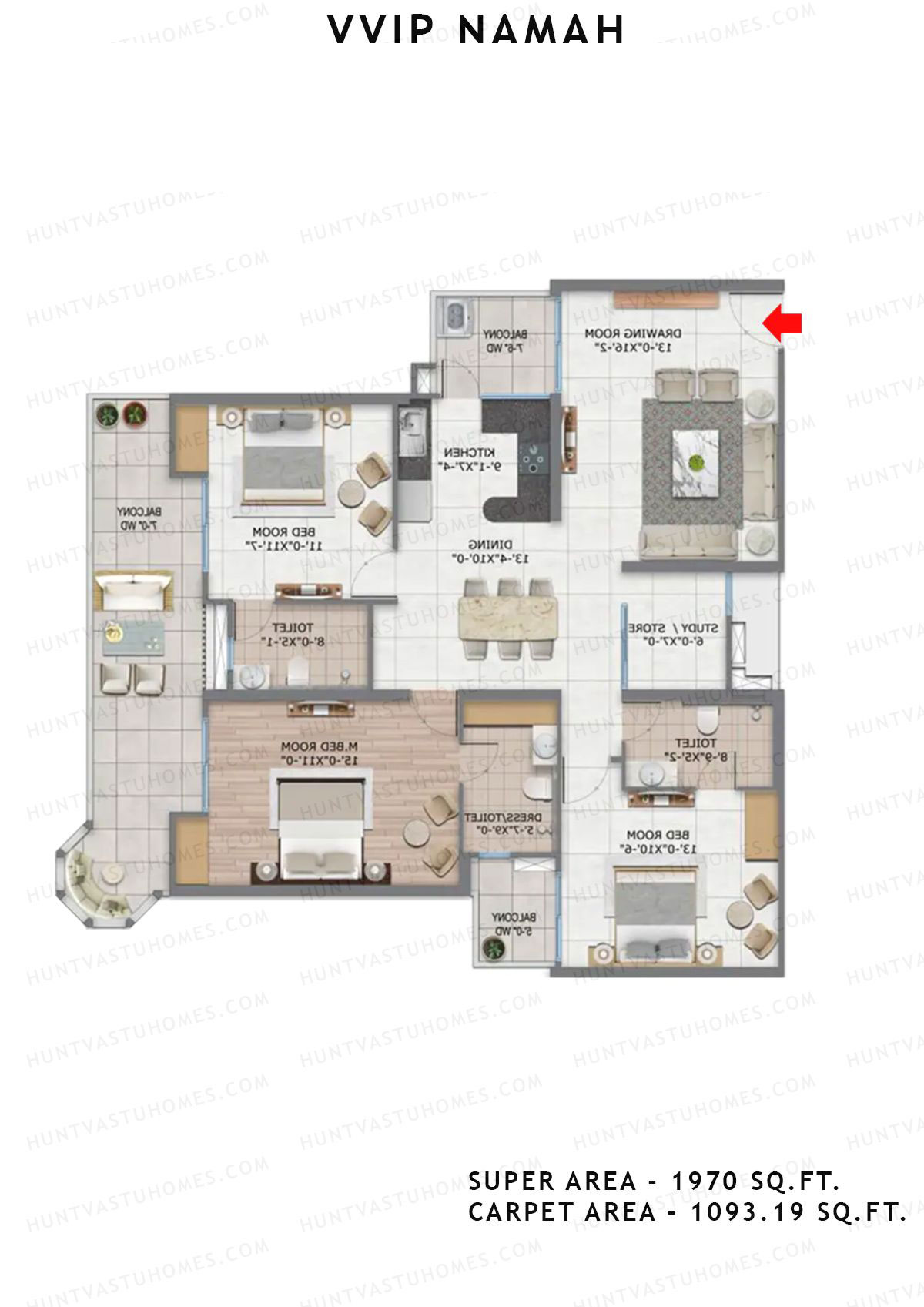 Vvip Namah Tower C Unit 2 (Type II) Floor Plan