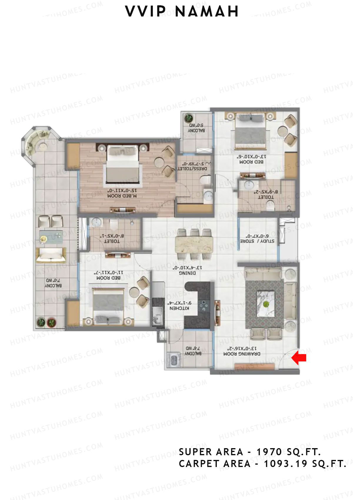 Vvip Namah Tower C Unit 3 (Type II) Floor Plan