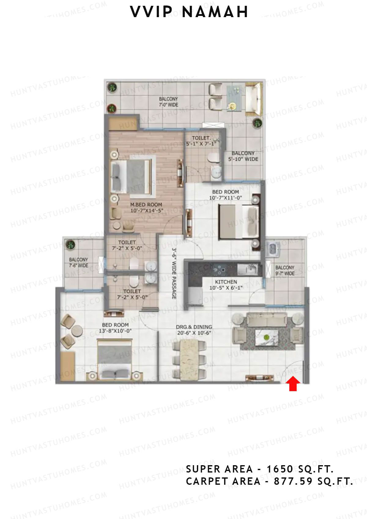 Vvip Namah Tower C Unit 5 (Type III) Floor Plan