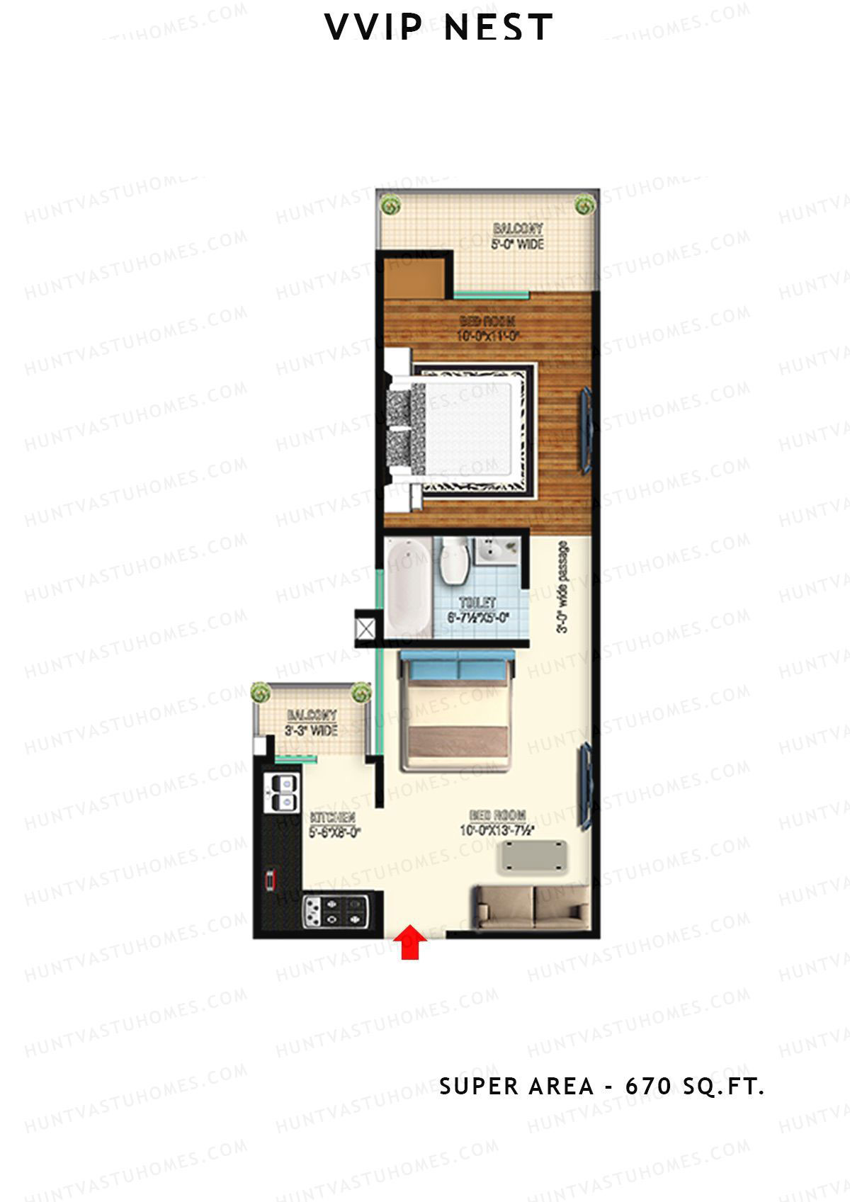 Vvip Nest Tower 1 Unit 3, 5 (TYPE 1) Floor Plan