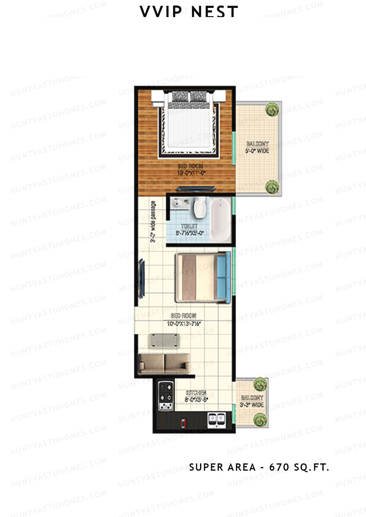 Vvip Nest Tower 1 Unit 12 (Type 3) Floor Plan