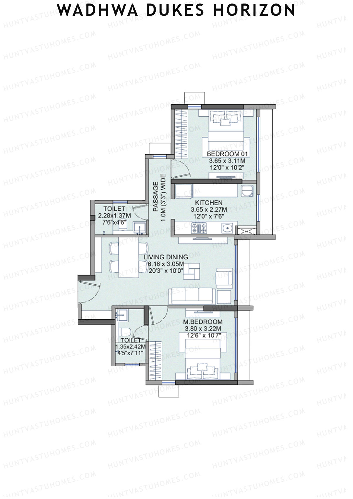 Wadhwa Dukes Horizon Wing B Unit 3 Floor Plan