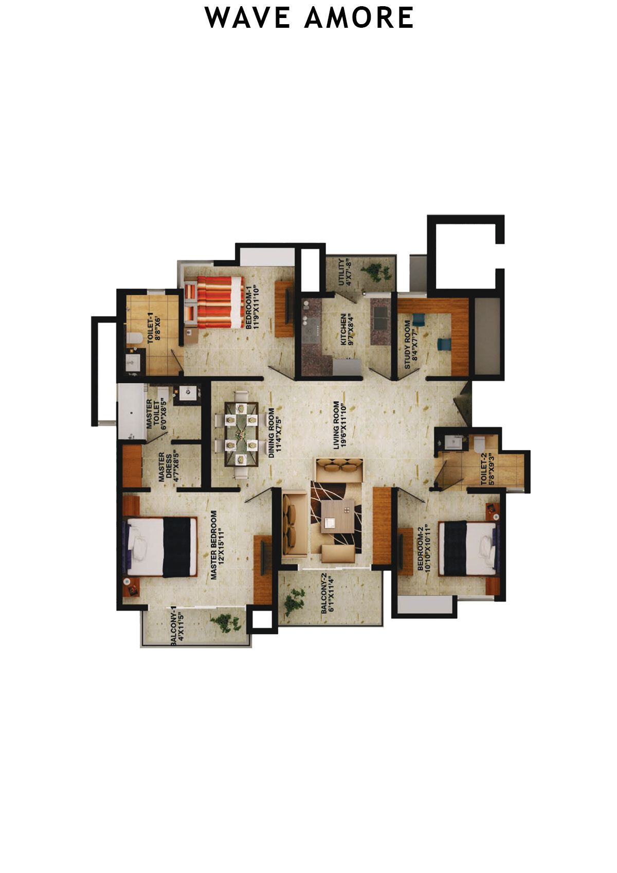 Wave Amore Tower A Unit 2 Floor Plan
