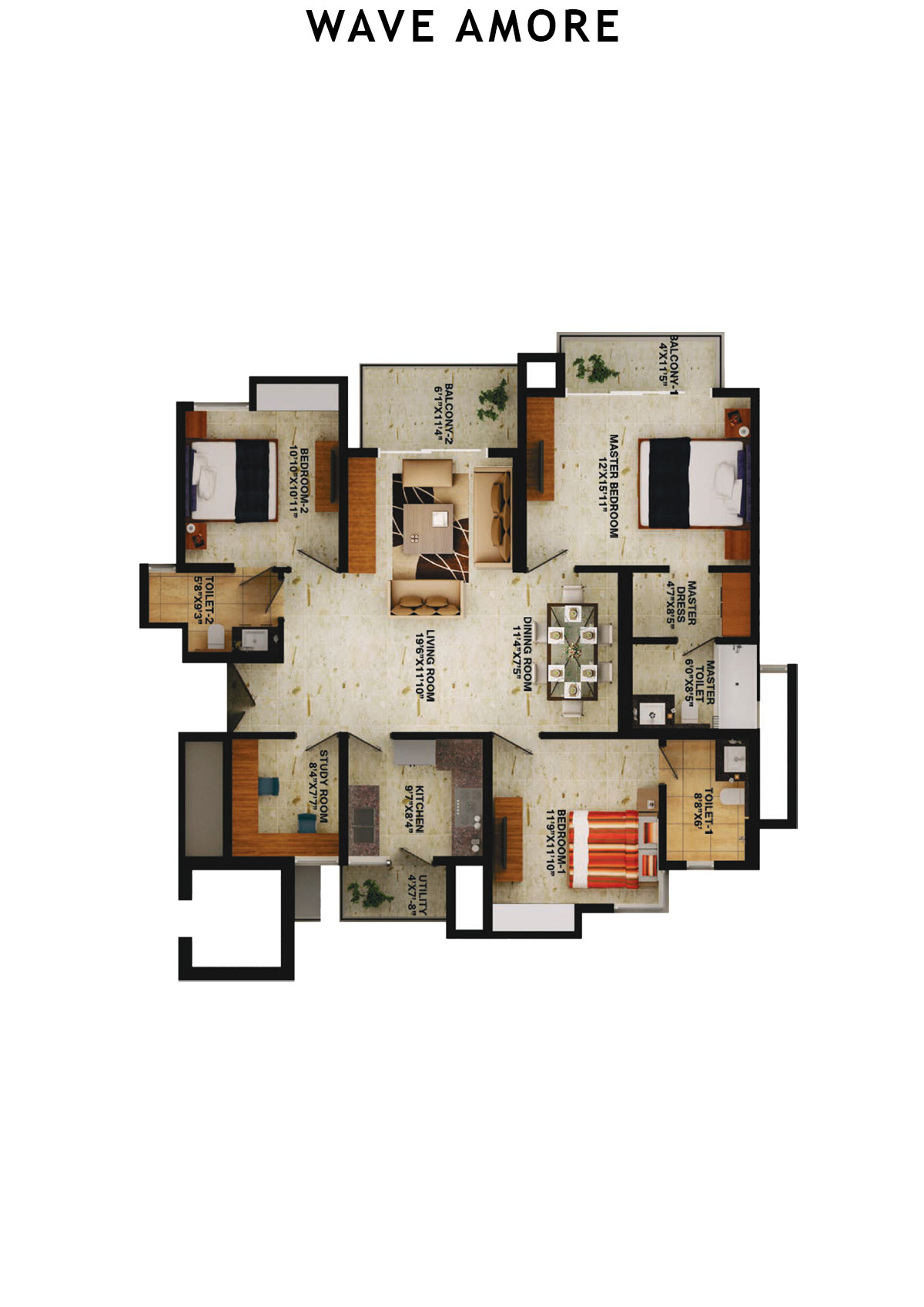 Wave Amore Tower B Unit 1 Floor Plan