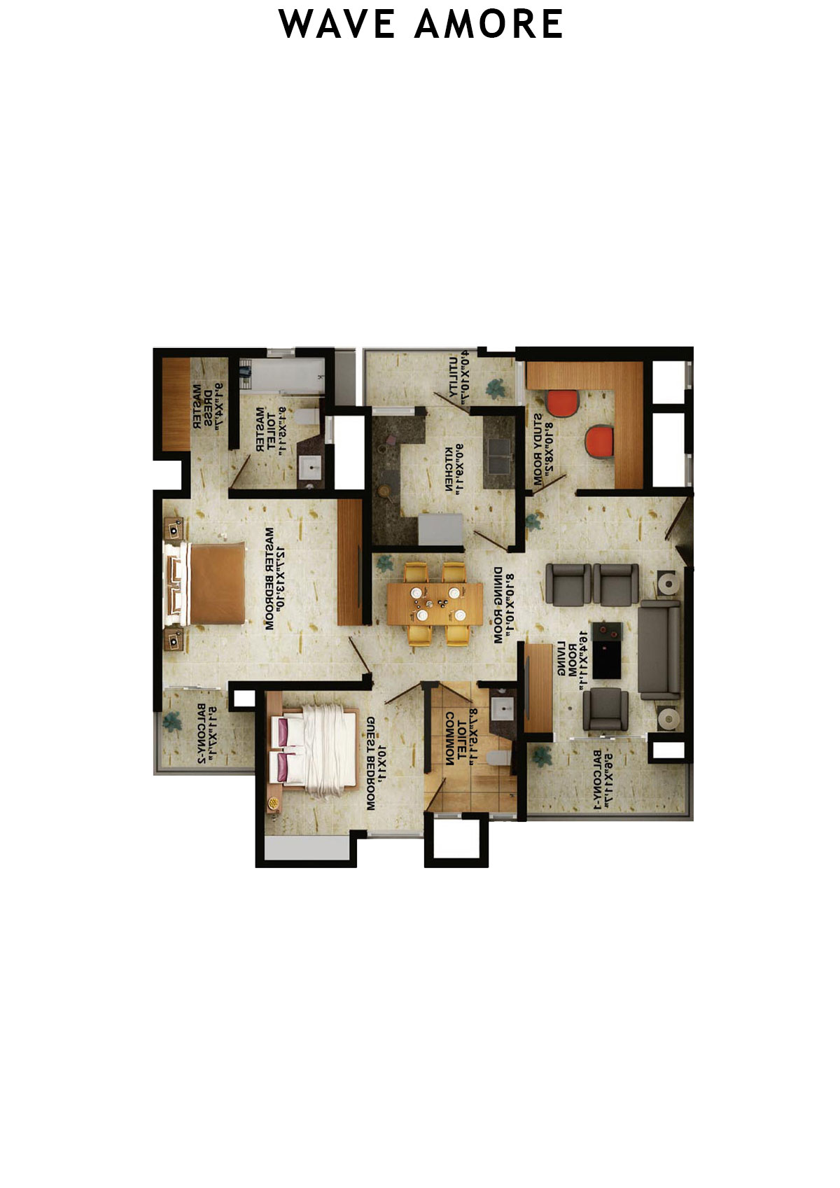 Wave Amore Tower B Unit 3 Floor Plan