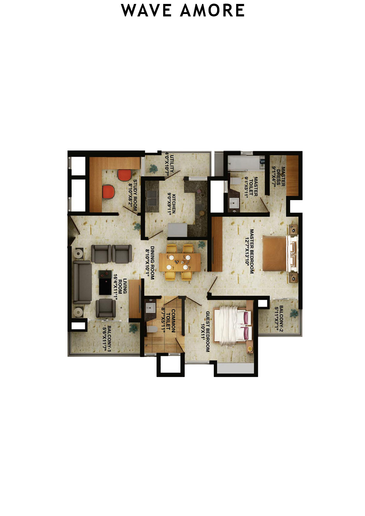 Wave Amore Tower B Unit 4 Floor Plan