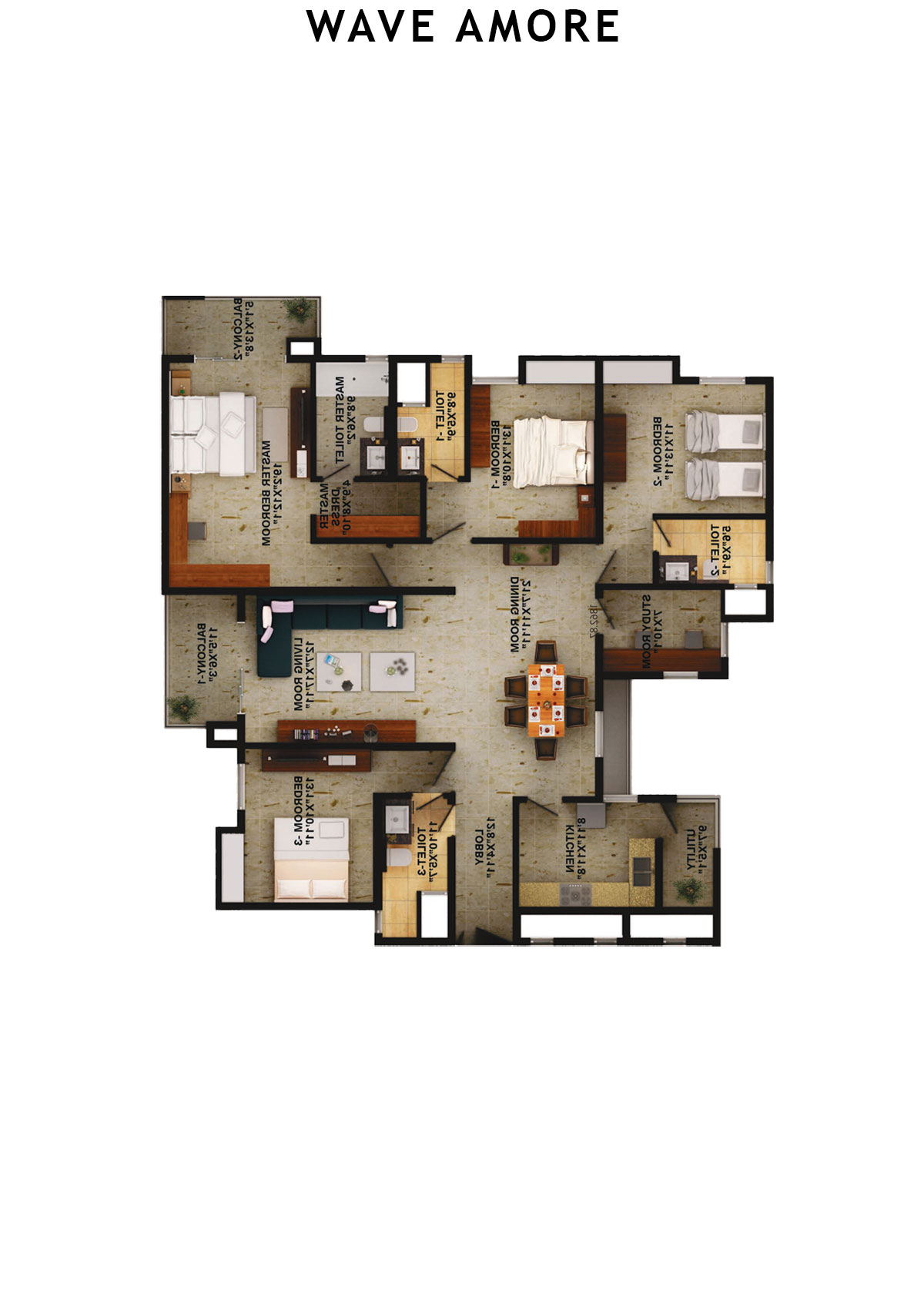 Wave Amore Tower D Unit 2 Floor Plan