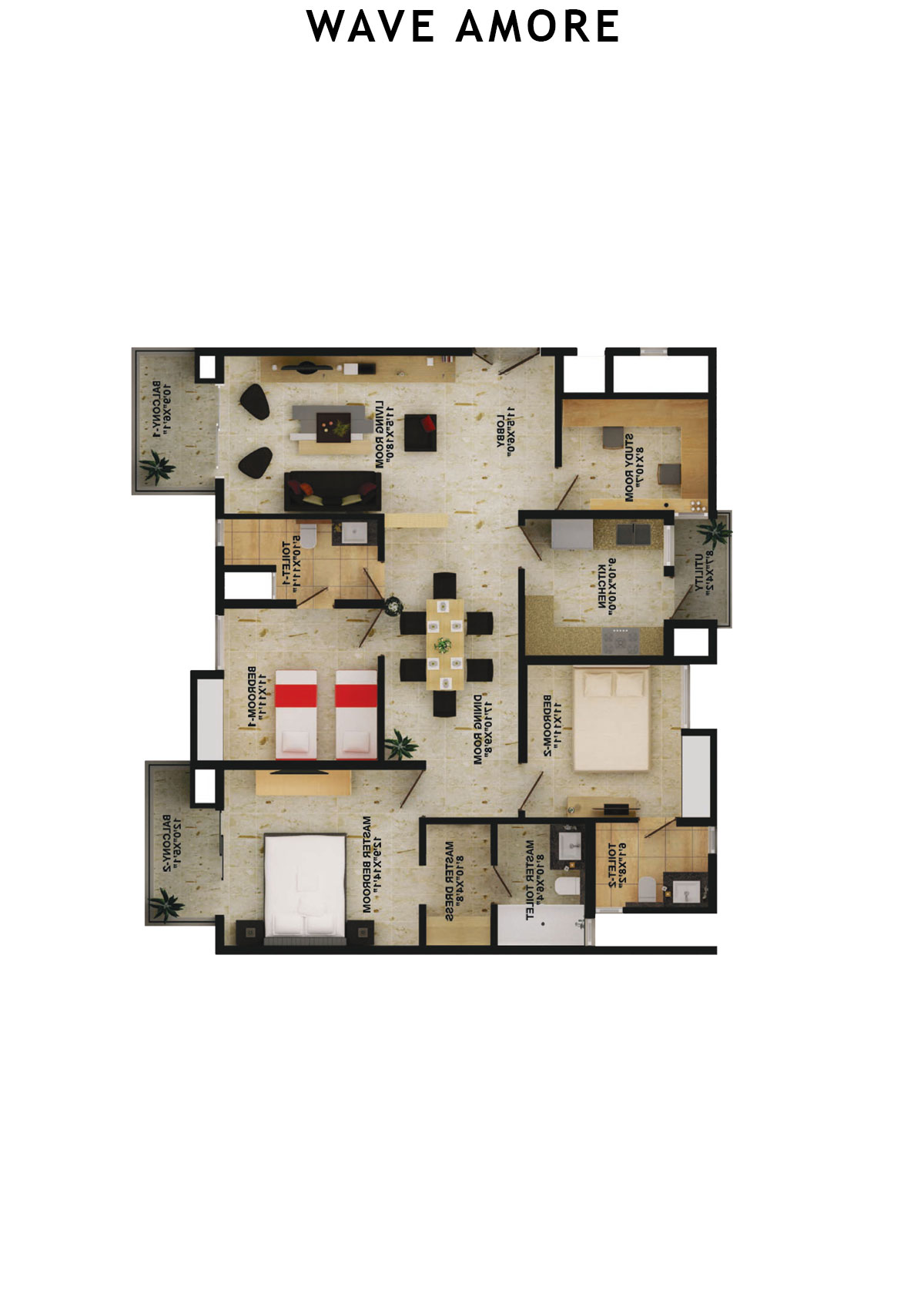 Wave Amore Tower D Unit 3 Floor Plan