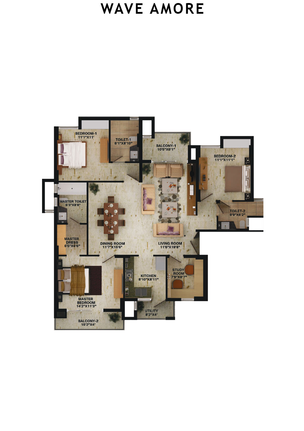 Wave Amore Tower F Unit 2 Floor Plan