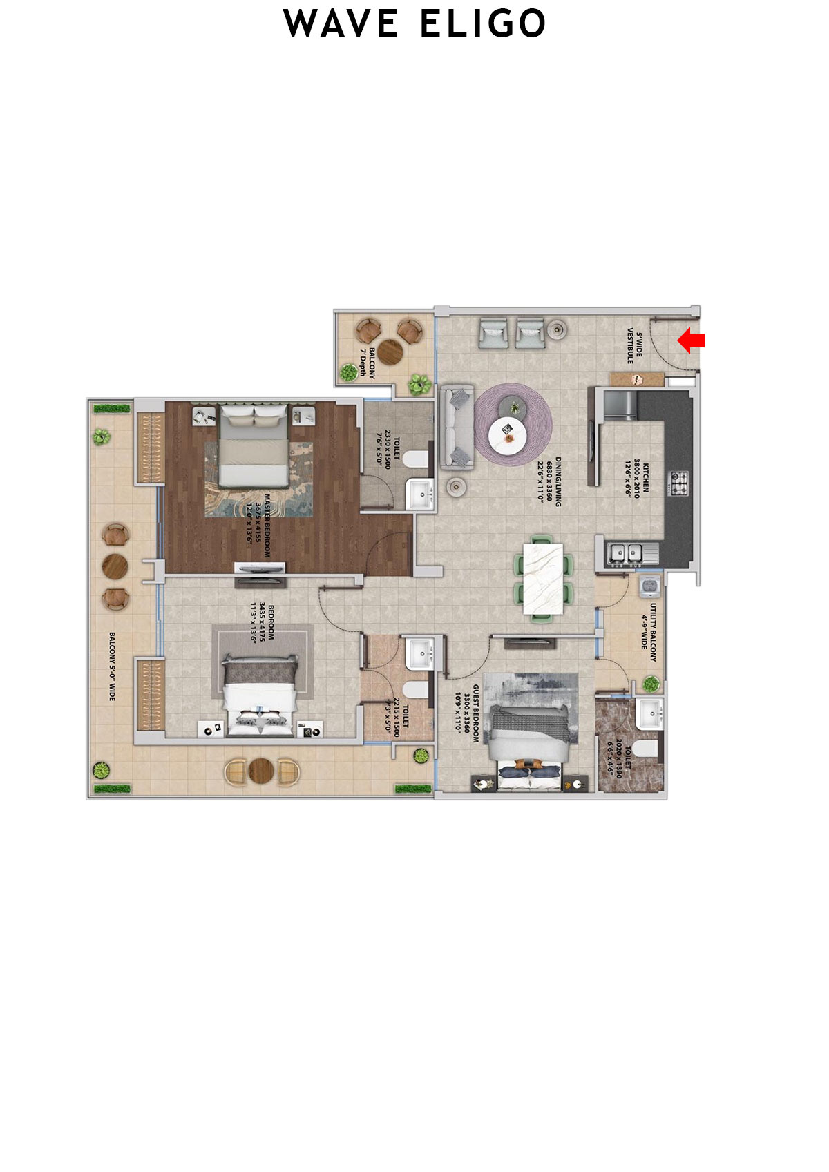 Wave Eligo Tower H1 Unit 1 Floor Plan