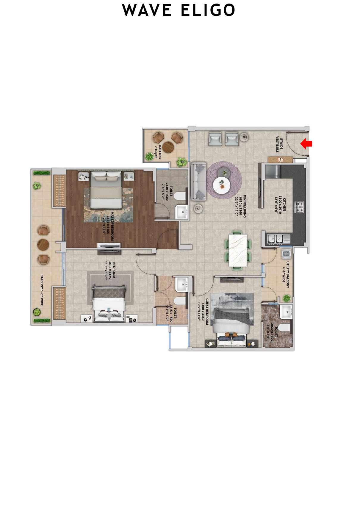 Wave Eligo Tower H2 Unit 1 Floor Plan