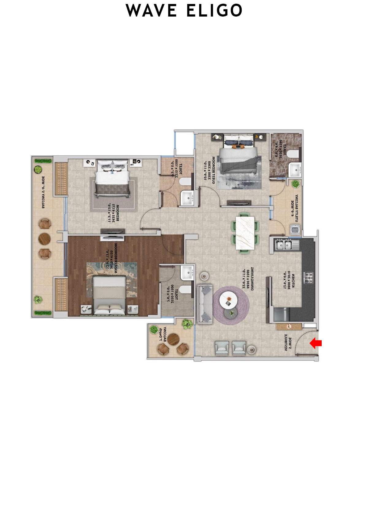 Wave Eligo Tower H2 Unit 2 Floor Plan