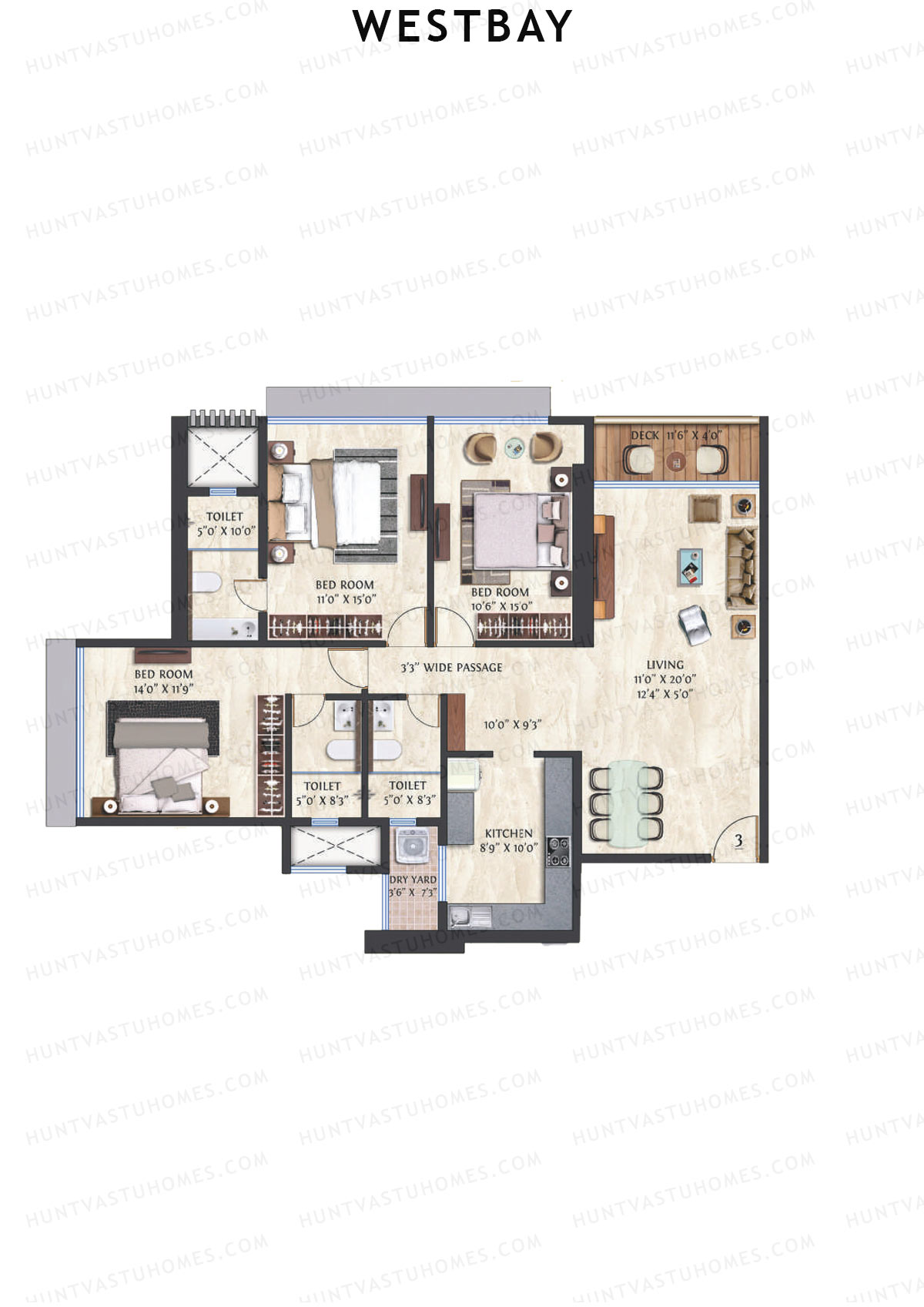 Westbay Tower A Unit 3 Floor Plan