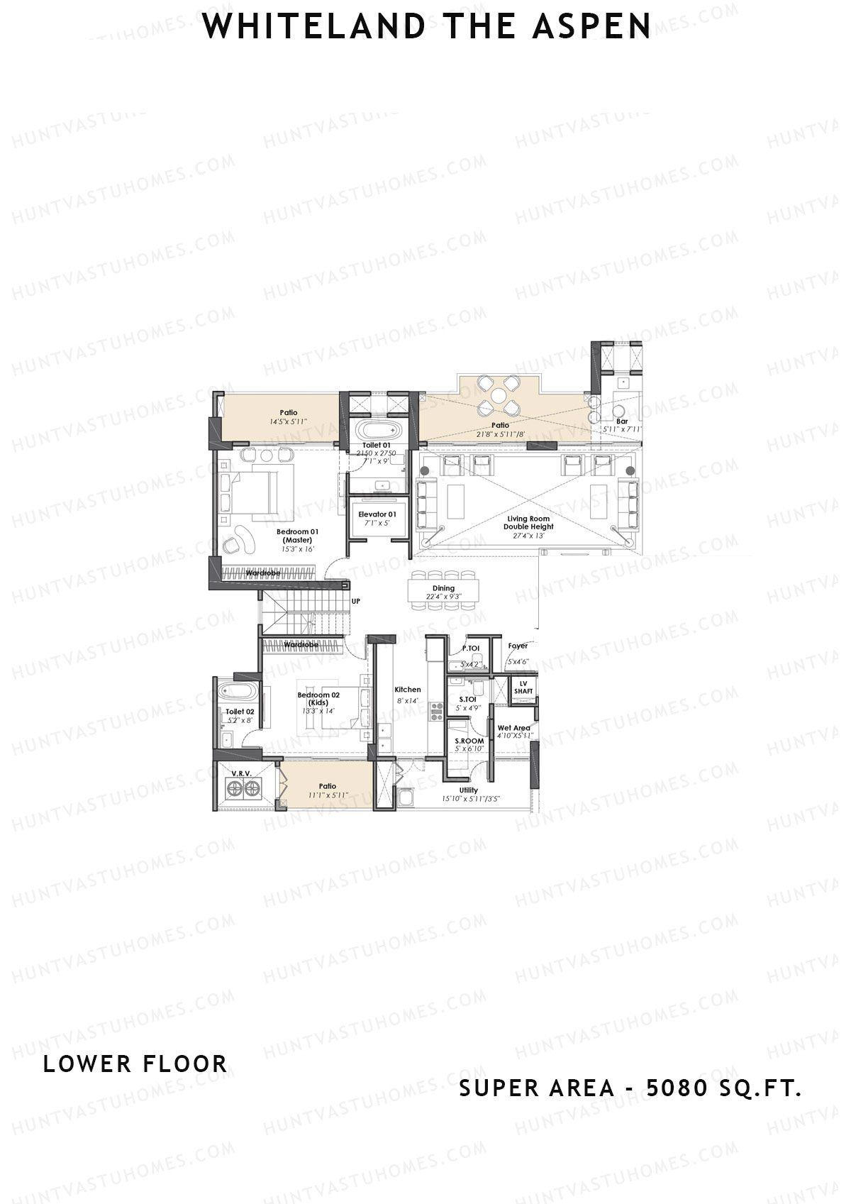 Whiteland The Aspen Tower T1 Unit 1 (Penthouse) Floor Plan