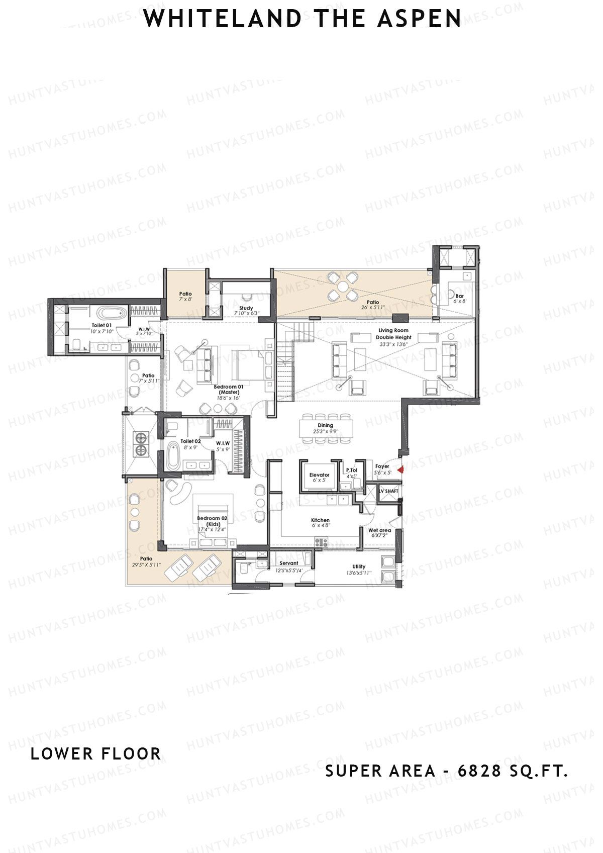 Whiteland The Aspen Tower T5 Unit 1 (Penthouse) Floor Plan