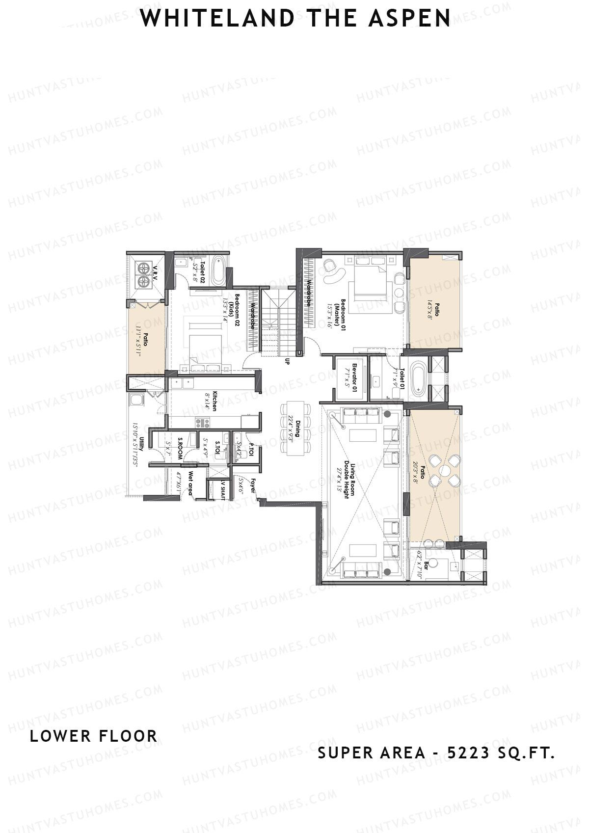 Whiteland The Aspen Tower T7 Unit 1 (Penthouse) Floor Plan
