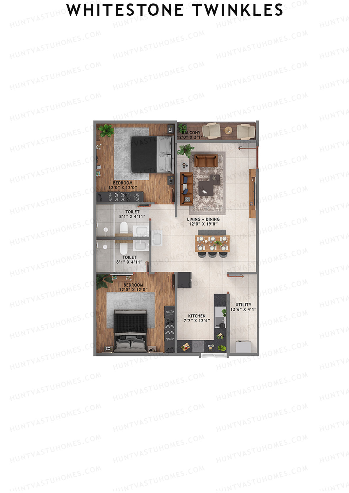 Whitestone Twinkles, Whitestone, Unit 3, 2BHK, Super Area 1240   sq ft 
