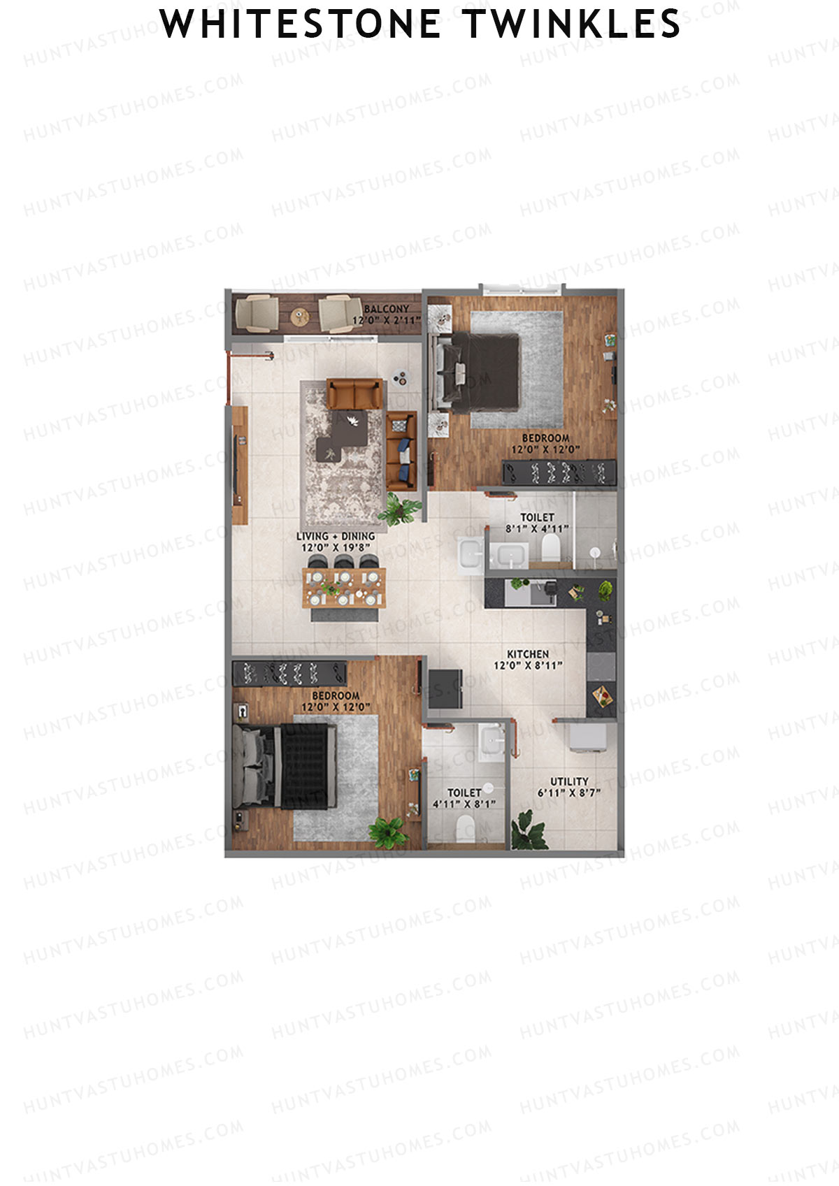 Whitestone Twinkles, Whitestone, Unit 8, 2BHK, Super Area 1240   sq ft 