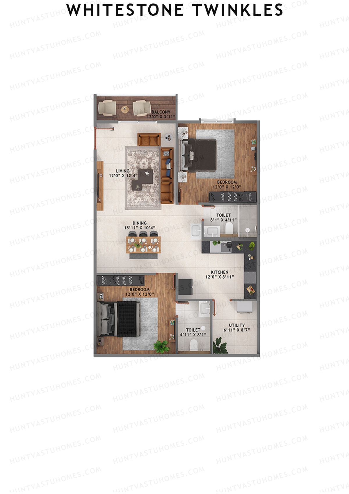 Whitestone Twinkles, Whitestone, Unit 8, 2BHK, Super Area 1340   sq ft 