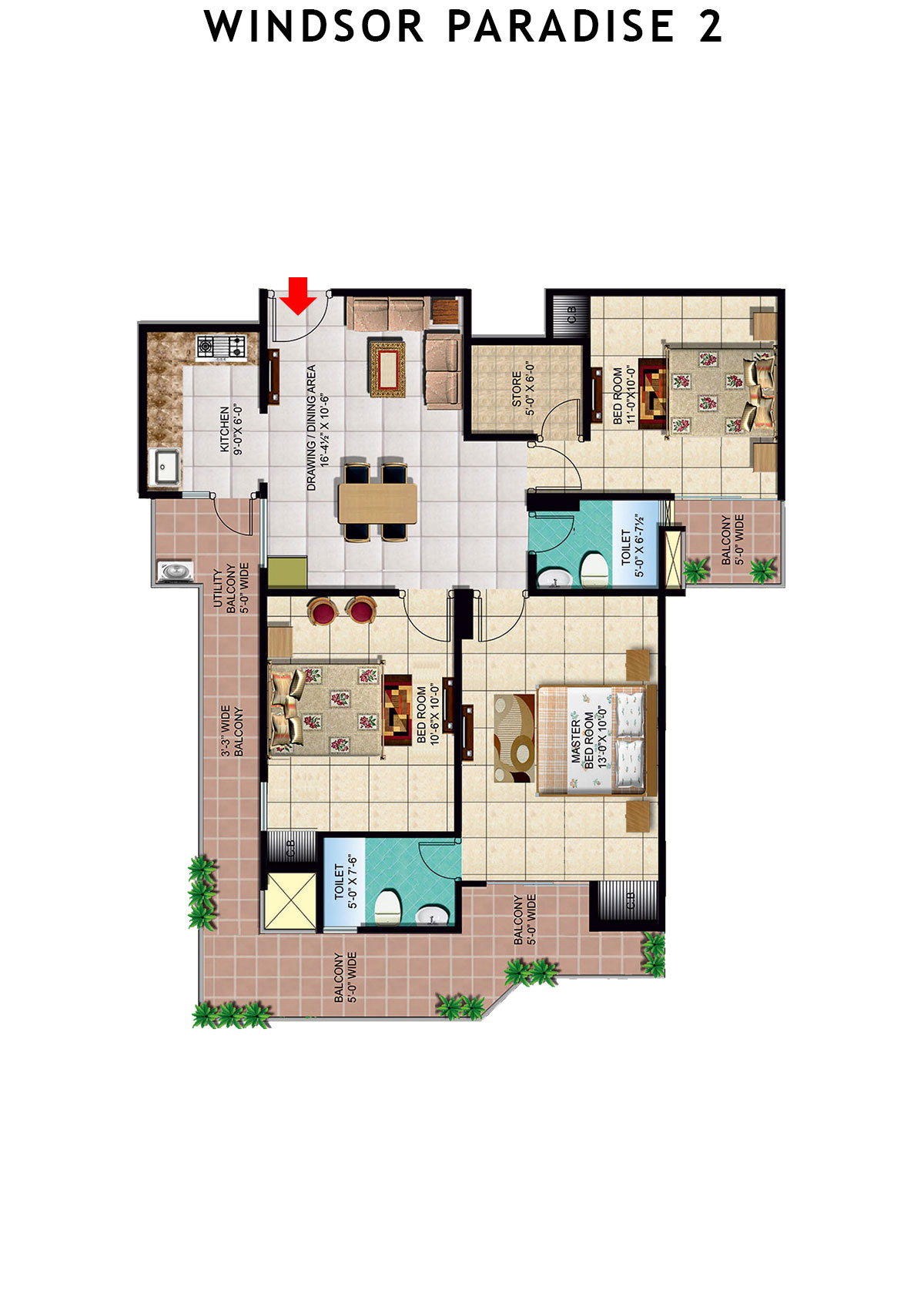 Windsor Paradise 2 Block A Unit 1 (Type 4) Floor Plan