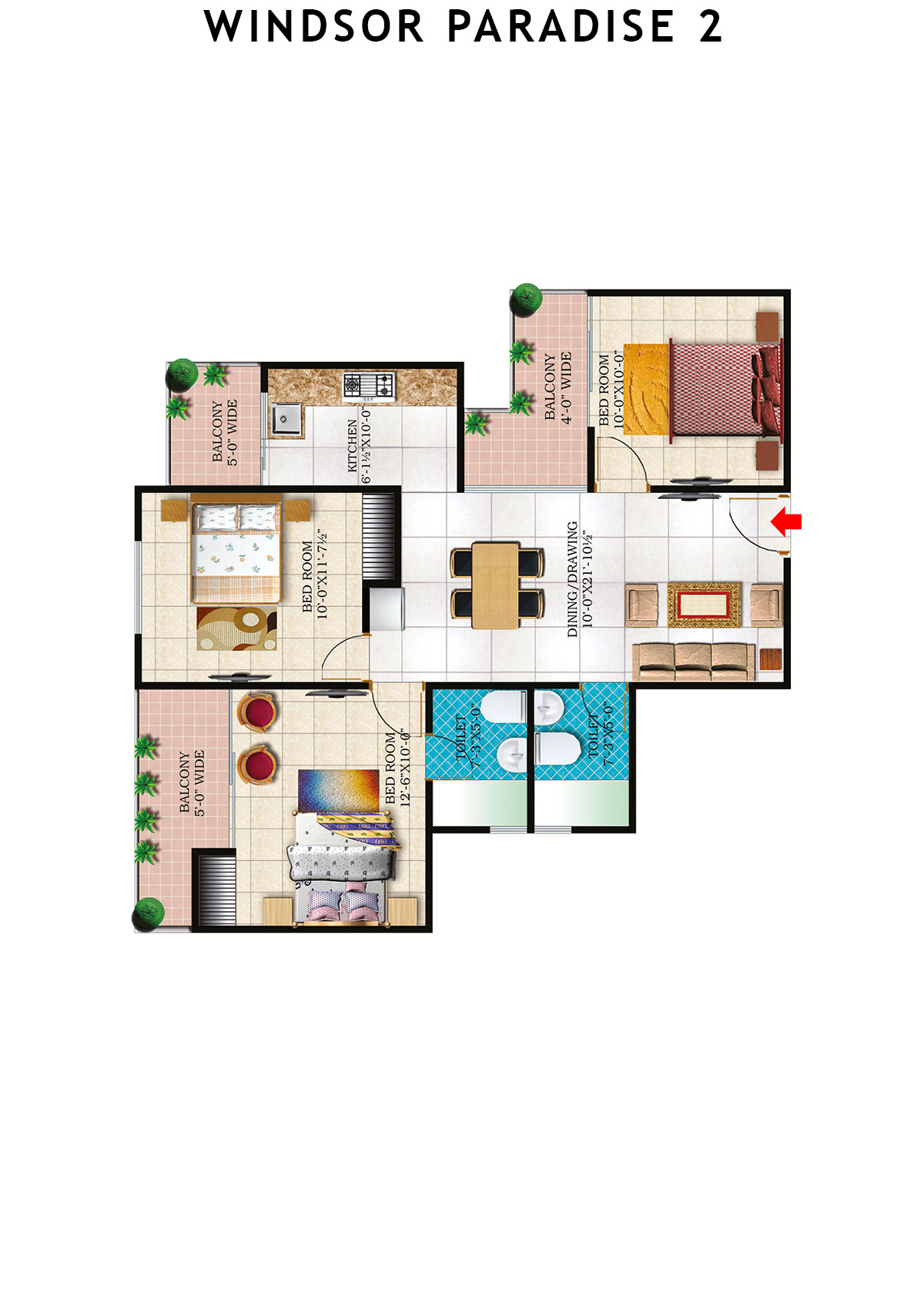 Windsor Paradise 2 Block D Unit 41 (Type 6) Floor Plan