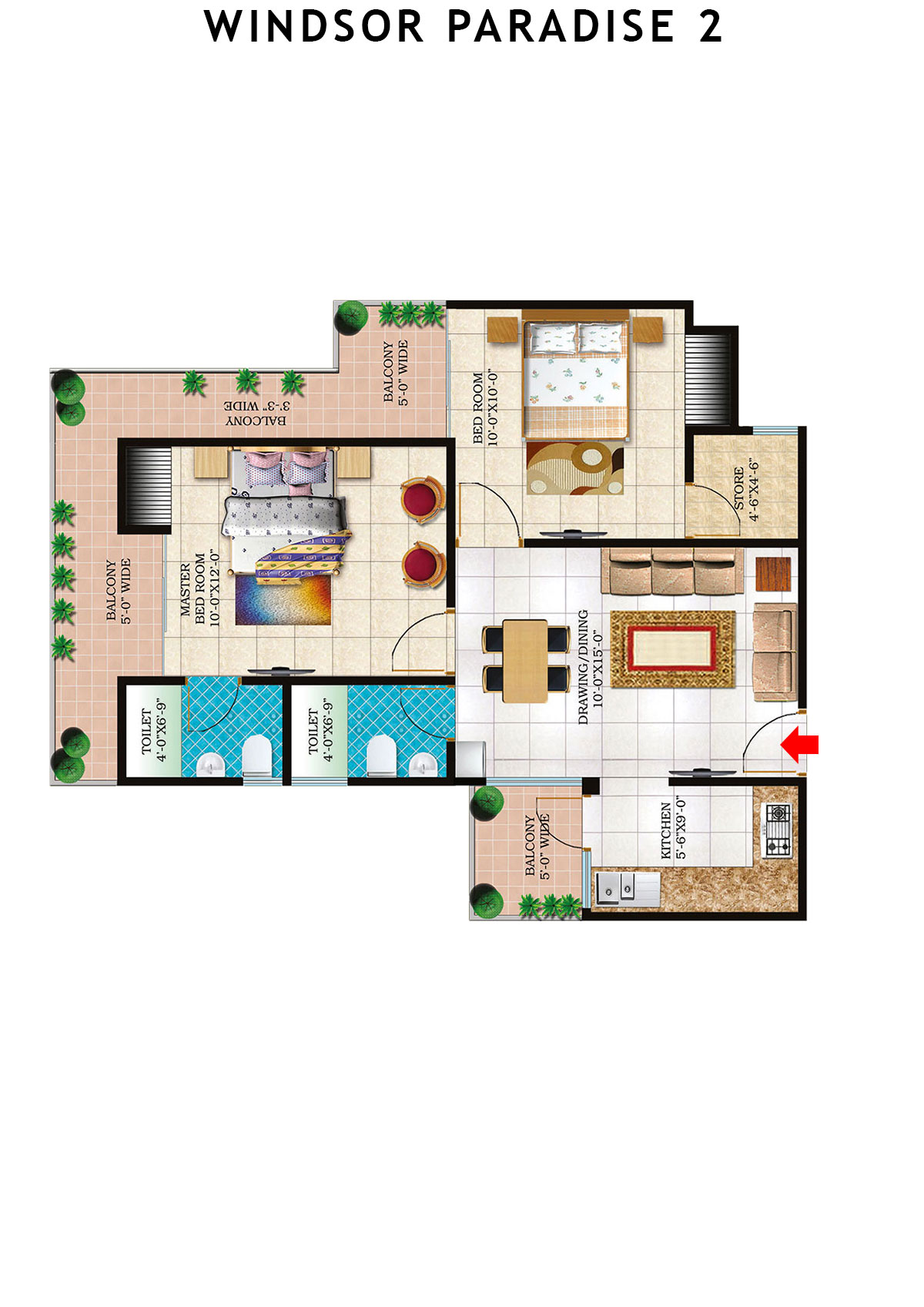 Windsor Paradise 2 Block D Unit 44 (Type 8) Floor Plan
