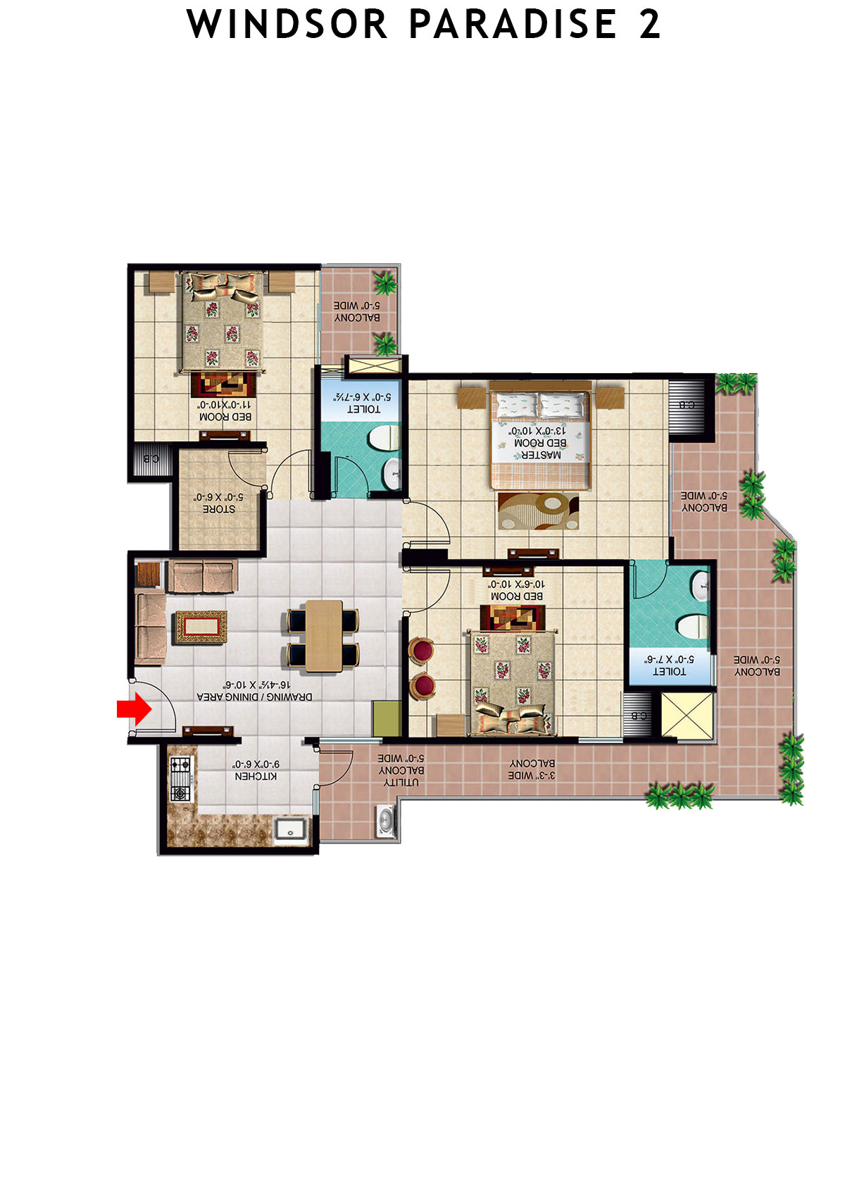 Windsor Paradise 2 Block F Unit 56 (Type 4) Floor Plan