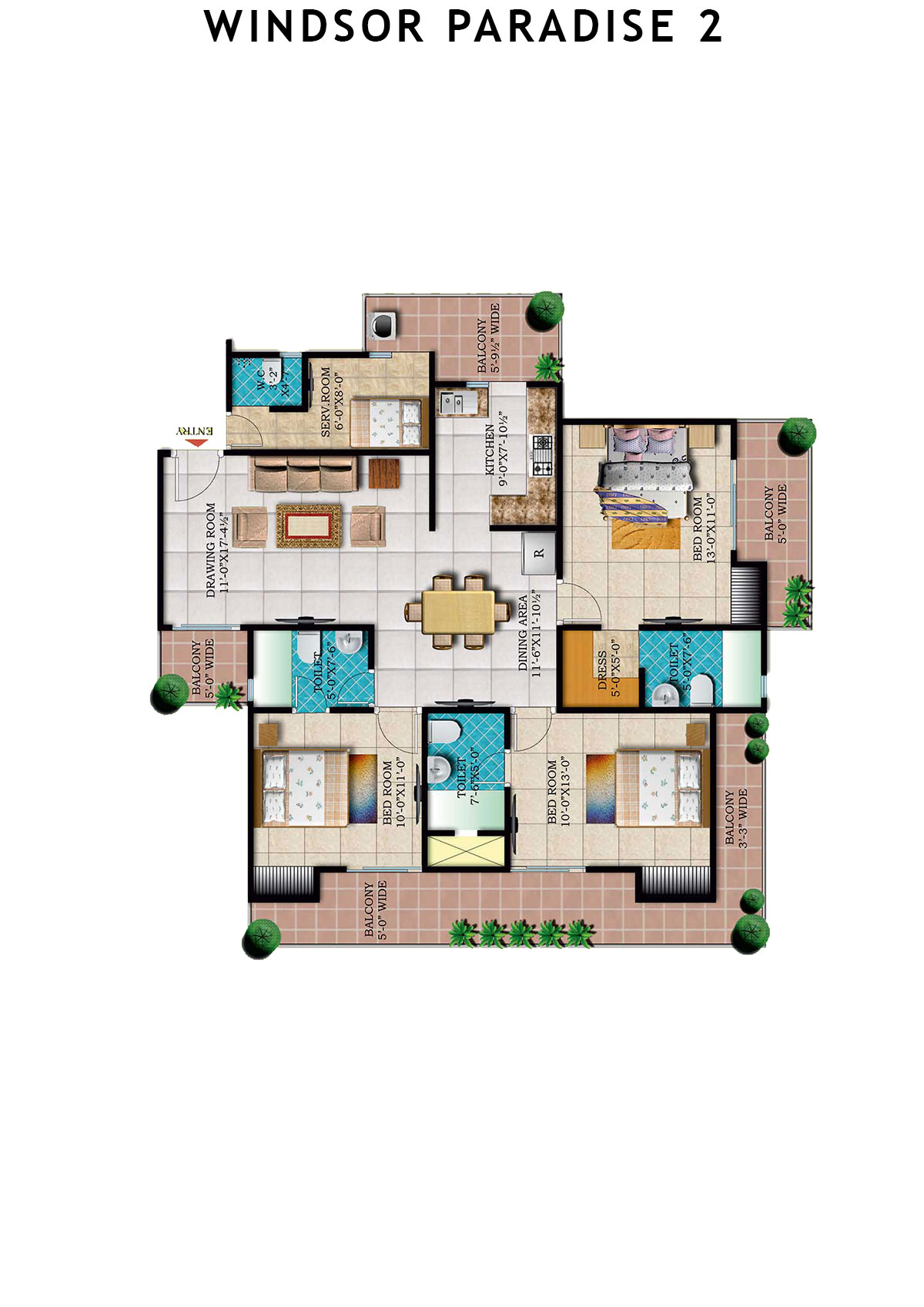 Windsor Paradise 2 Block F Unit 59 (Type 2) Floor Plan