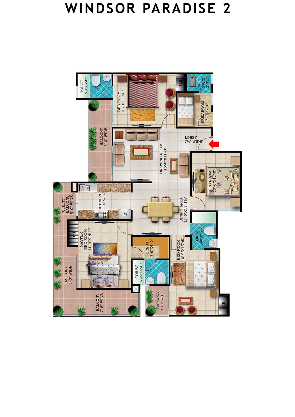 Windsor Paradise 2 Block F Unit 60 (Type 1) Floor Plan