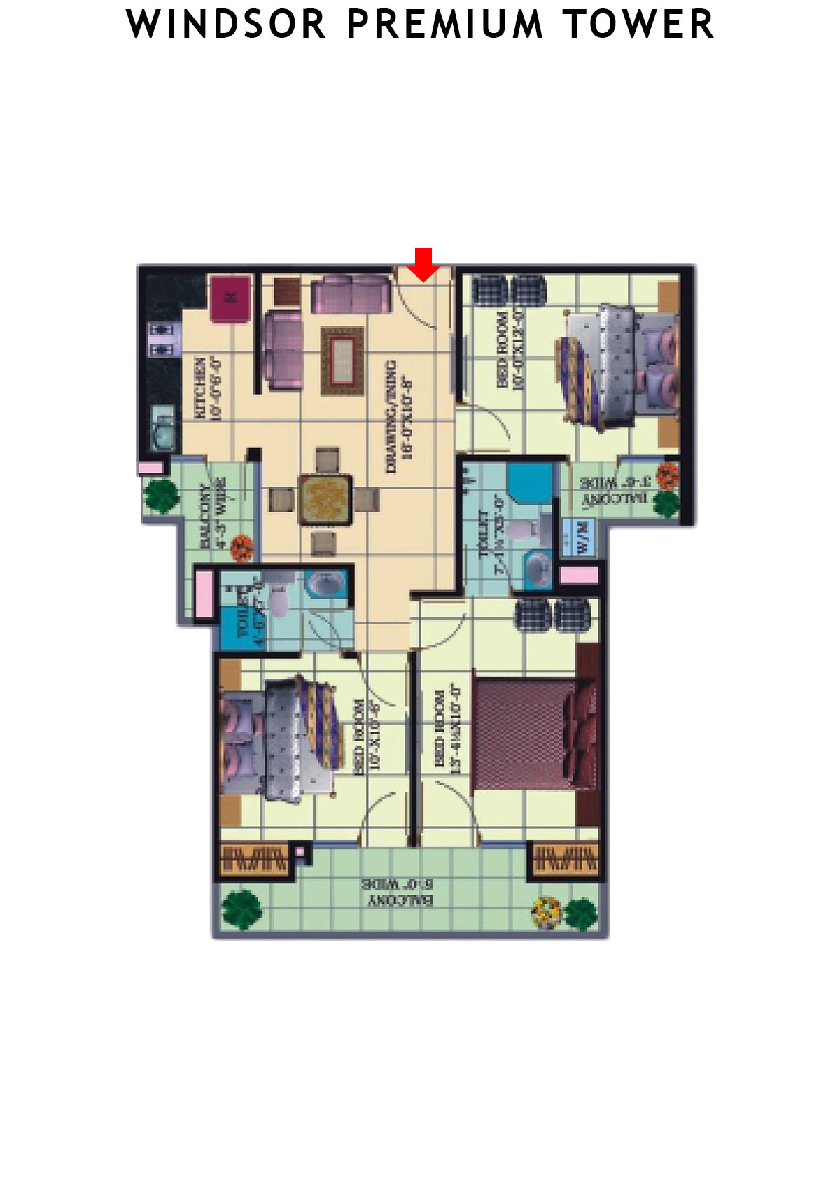 Windsor Premium Tower Tower H Unit 3 (Type 6) Floor Plan