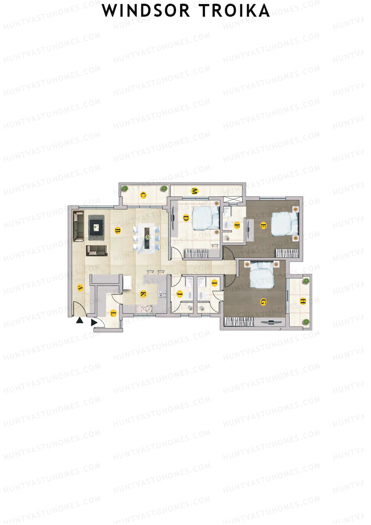 Windsor Troika Wing A Unit 3 (Type C) Floor Plan