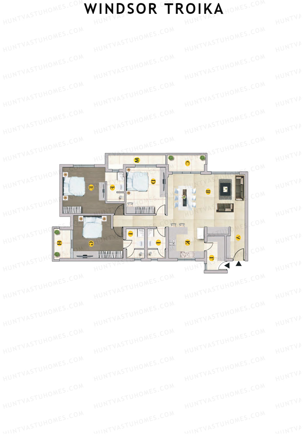 Windsor Troika Wing A Unit 7 (Type A) Floor Plan