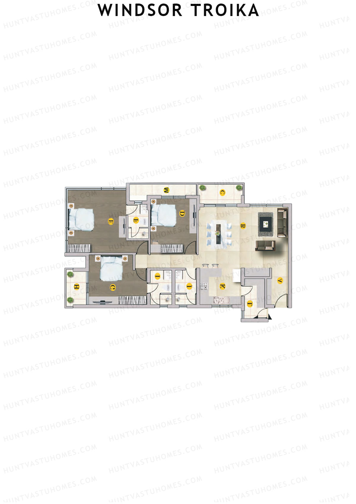 Windsor Troika Wing A Unit 7 (Type B) Floor Plan