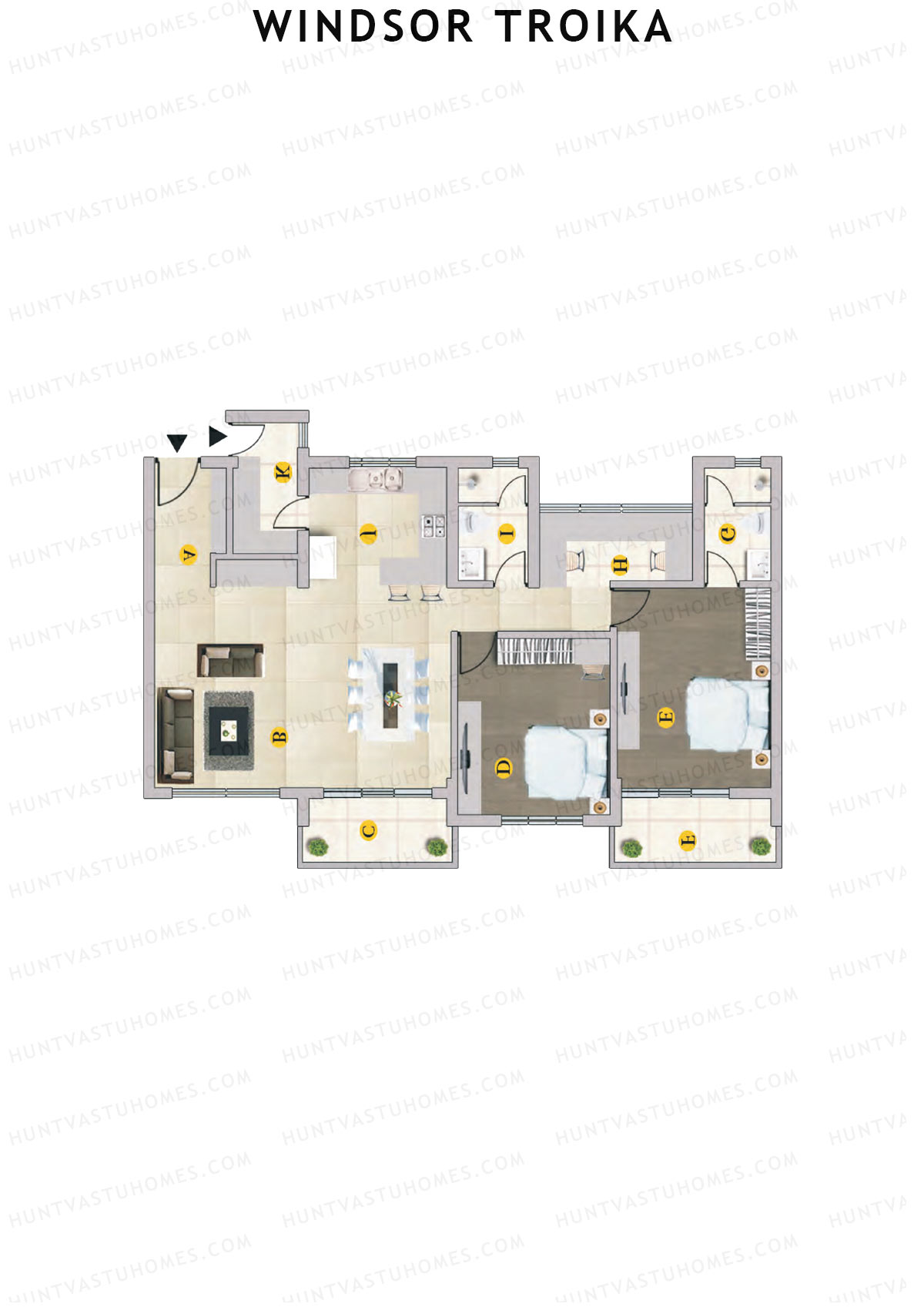Windsor Troika Wing B Unit 1 (Type B) Floor Plan