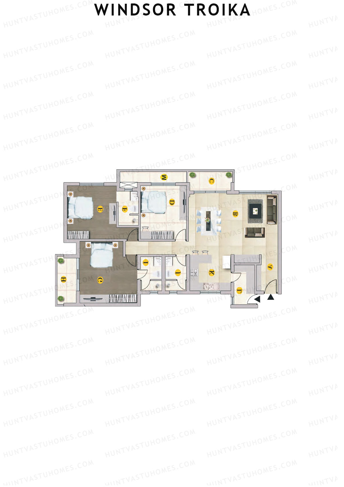 Windsor Troika Wing B Unit 3 (Type C) Floor Plan