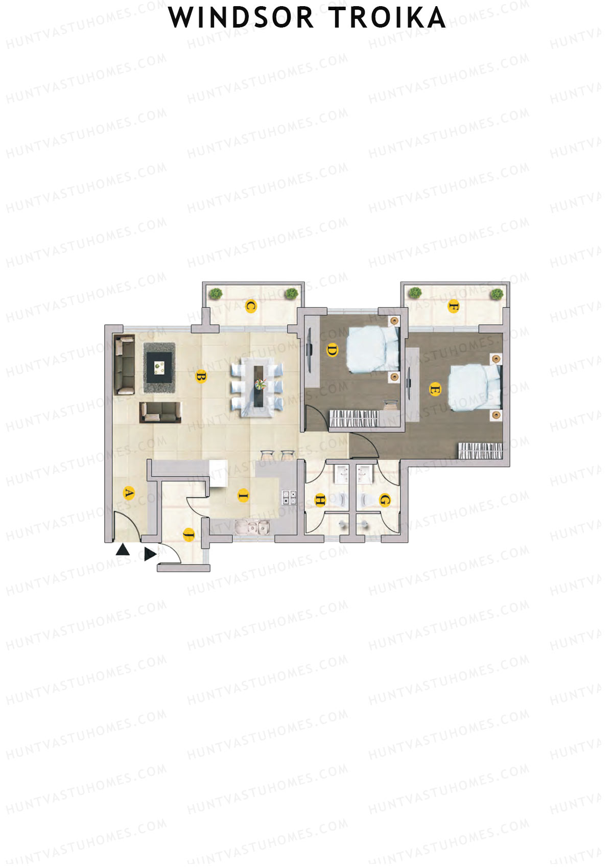 Windsor Troika Wing B Unit 4 (Type A) Floor Plan