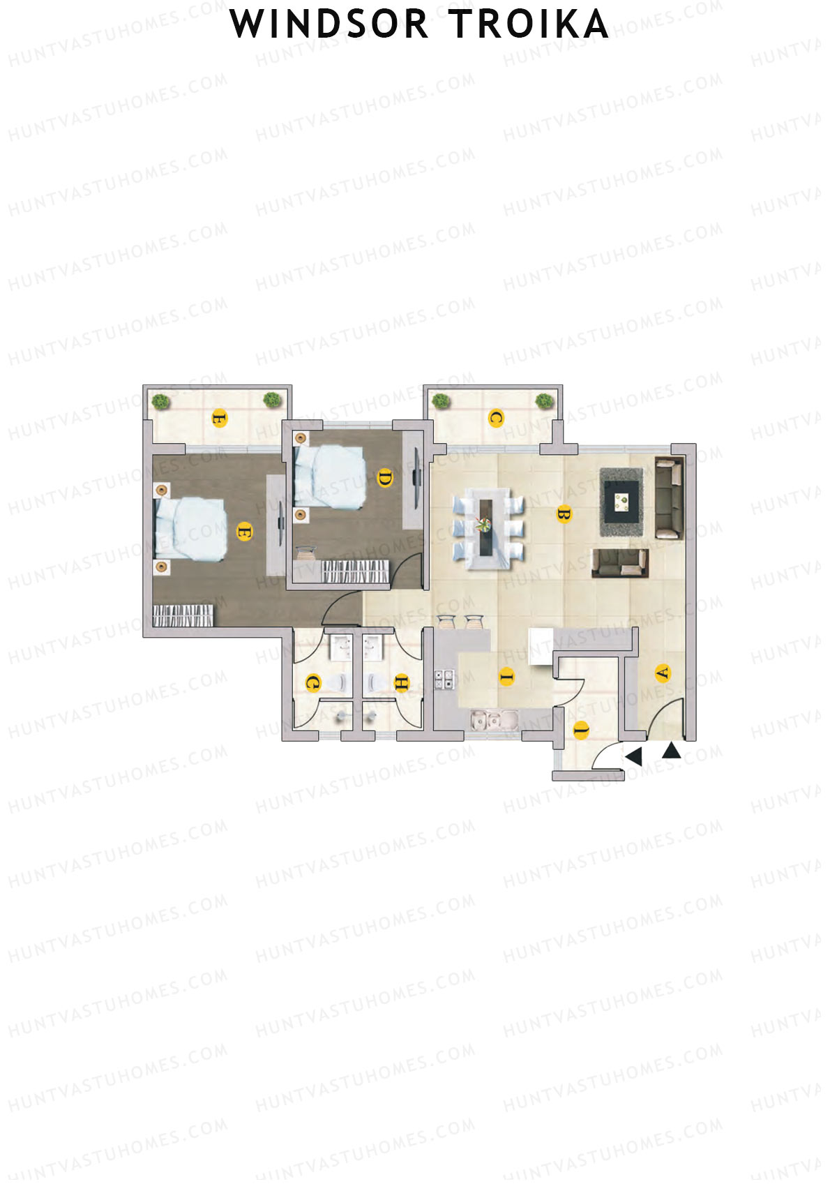 Windsor Troika Wing B Unit 5 (Type A) Floor Plan