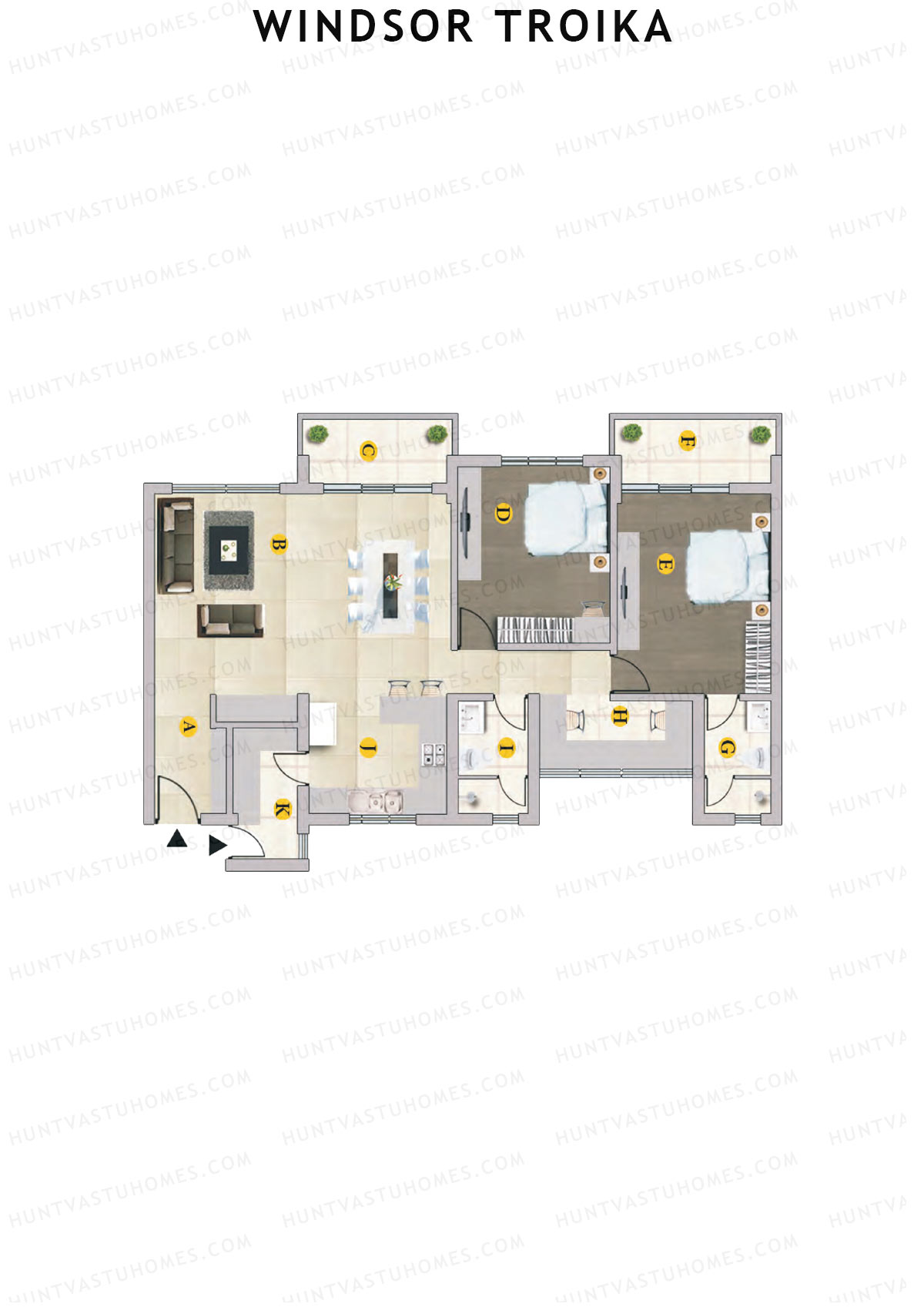 Windsor Troika Wing B Unit 6 (Type B) Floor Plan