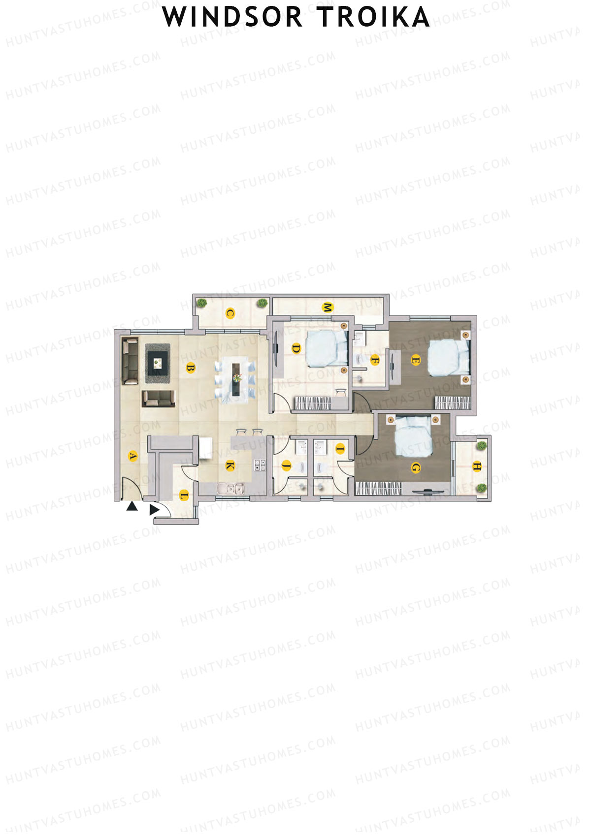 Windsor Troika Wing B Unit 7 (Type A) Floor Plan