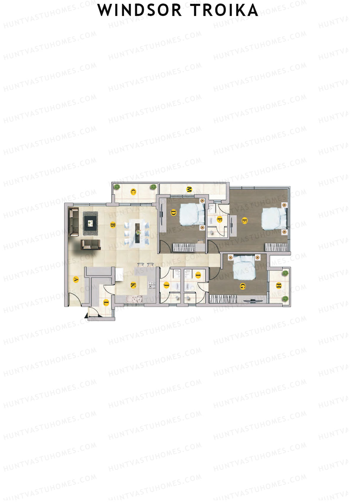 Windsor Troika Wing B Unit 7 (Type B) Floor Plan