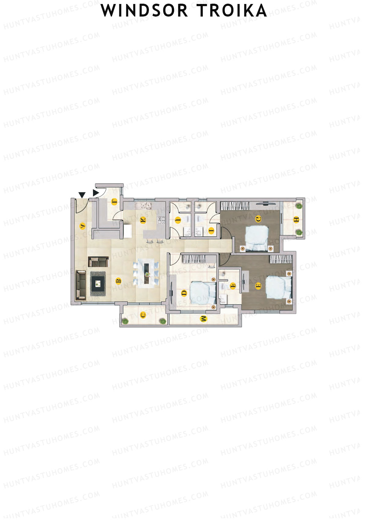 Windsor Troika Wing B Unit 8 (Type A) Floor Plan