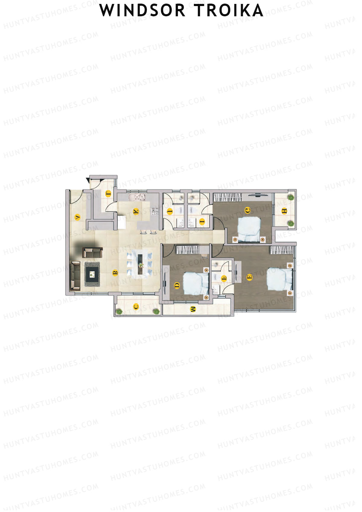 Windsor Troika Wing B Unit 8 (Type B) Floor Plan