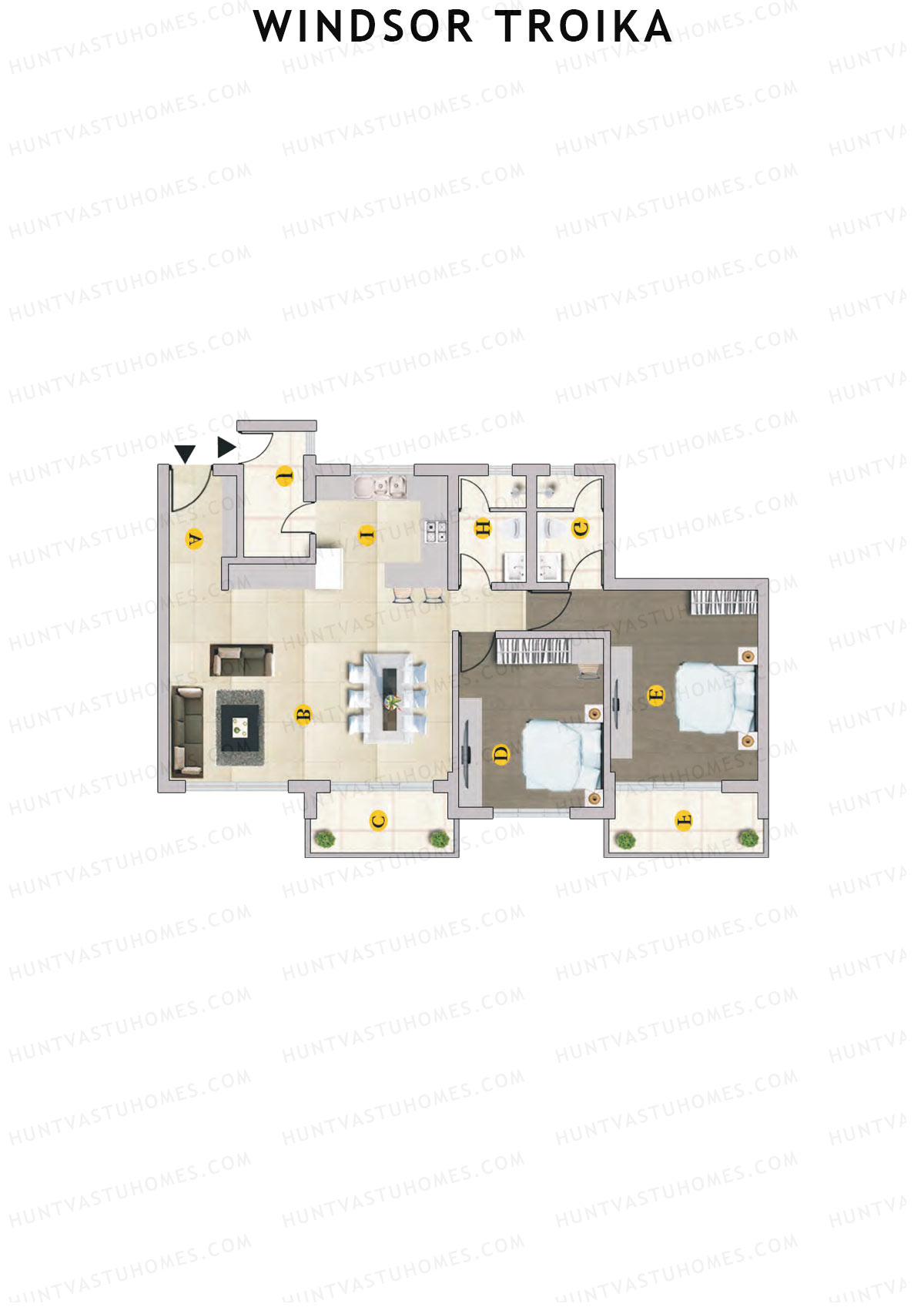 Windsor Troika Wing B Unit 9 (Type A) Floor Plan