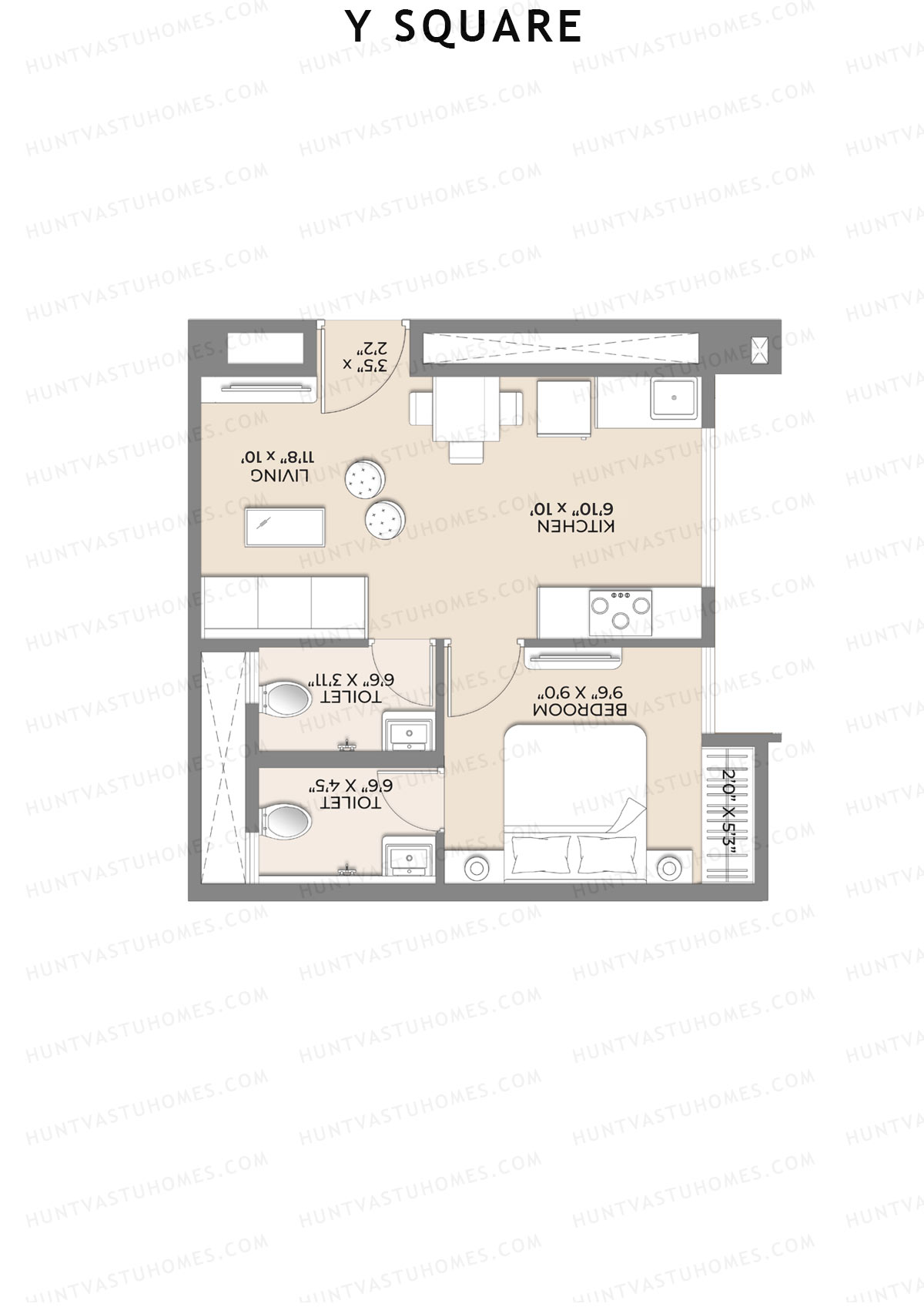 Y Square Wing B Unit 1 Floor Plan